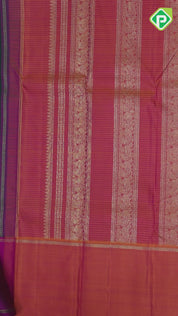 Bottle Green Gold Zari Flower Butta Design Magenta And Purple Colour Line Design Traditional Silk Saree