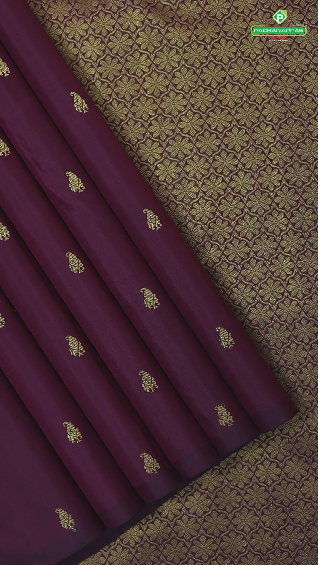 Maroon gold zari mango butta with beige with self stripes half and half trendy silk saree