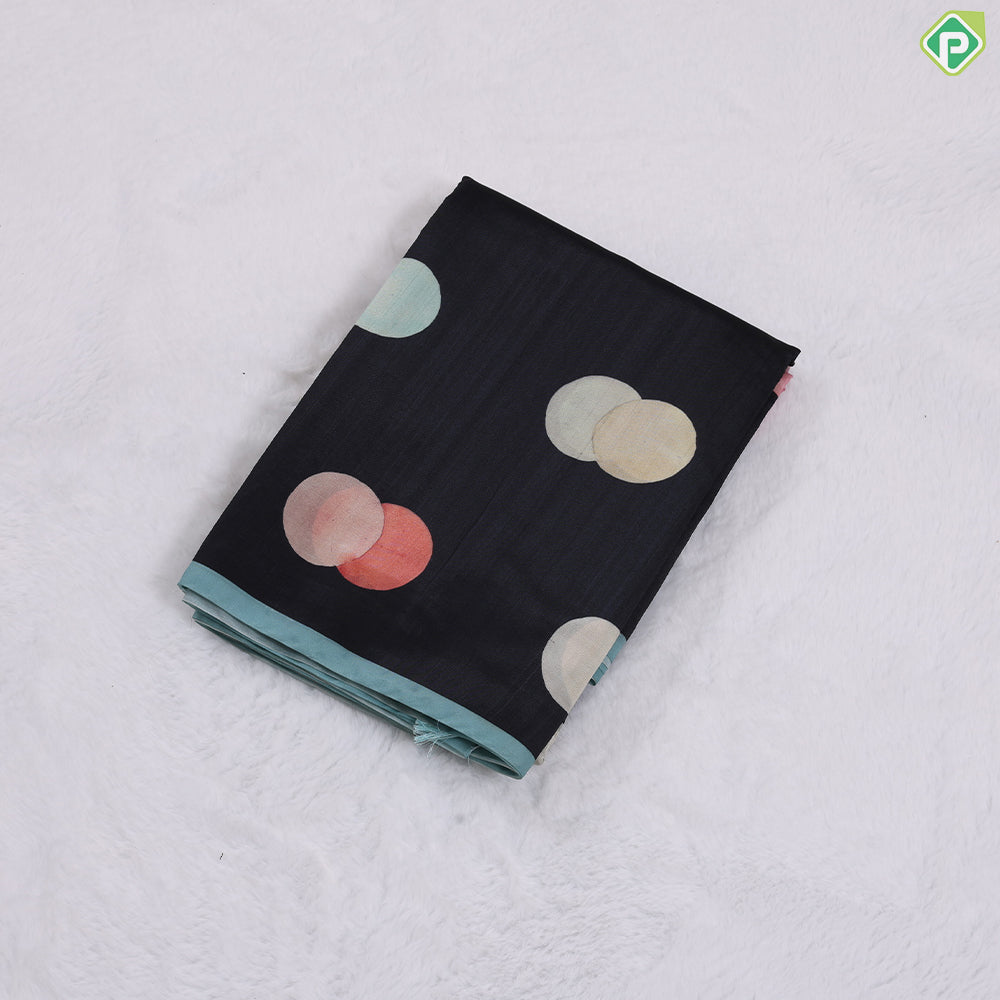 Black With Multi Colour Cercles Design Fancy Saree