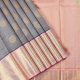 Brown Silver Colour With Gold Zari Self Designed Round Butta Motifs And Light Onion Pink With Gold Zari Multi Line Self Designed Border Traditional Silk Saree