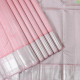 Peach Pink With Silver Zari Self Designed Stripes Design And Lavender Pink With Silver Zari Two Line Rudraksham Mid Gap Border Traditional Silk Saree 