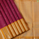 Beetroot Pink With Blue Silk Thread And Small Flower Butta Motifs Weaved Design And Mango Yellow With Silver Zari Peacock Rudraksham Lines Border Exclusive  Bridal Silk Saree