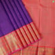 Purple Blue With Pink Silk Thread Double line Checked Design And Orangish Pink With Gold Zari Vanasingaram Border Bridal Silk Saree  