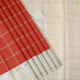 Magenta Copper With Silver Zari With Cream White Lines Checked Design And Creamy Sandal With Silver Zari Arrow Lines Border Trendy  Designer Silk Saree