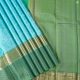 Sky Blue With Silver Zari And Self Silk Thread Work Butta Motifs Design And Parrot Green With Gold Zari And Silk Thread High Fancy Border Grand Tissue Silk Saree