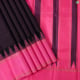 Luxury Black With Pink Silk Thread Lines Design And One Side Pink One Side Blue Two Lines Mid Gap Temple Border Traditional Silk Saree