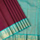 Beetroot Red With Gold Zari Beeds Lines And Rexona Green With Gold Zari Peacock Bavanji Border Traditional Silk Saree