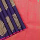 Indigo Blue With Gold Zari Big Mango Floral And Self Colour Silk Thread Diamond Design Weaved Pink Edge Border Trendy Designer Silk Saree 