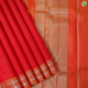 Reddish Orange With Maroon Self Lines Design And Greenish Orange With Silver And Gold Zari Diamond Work Edge Border Traditional Silk Saree 