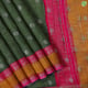 Army Green With Silver And Gold Zari Flower Into Designed Check Design And Mustered Yellow With Pink Silver Gold Zari Double Side Padded Border Dola Art Silk Saree 