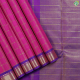 Rose Pink With Gold Zari Tri Lines Checked Window Panel Design And Purple Blue With Gold Zari Bavanji Border Traditional Silk Saree