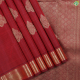 Maroon Red With Gold Zari Tri Thilagam Butta Motifs Design And Self Colour With Gold Zari Checks Spin Design Edge Border Traditional Silk Saree