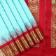 Sea Blue Full Body Plain Weaved Design And maroon And Blue Gold Zari Kanga Jamuna Border 10 Yards Madisar Silk Saree 