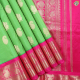 Leaf Green With Gold Zari Peacock Butta Motifs Design And Rose Pink With Gold Zari Elephant And Mango Butta Motifs Border 10 yard Madisar Silk Saree