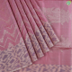 Creamy Pink With Silver Gold Zari Floral Creeper And Plain Zig Zag Design Lavender With Cream Colour Ikkat Design Border Soft Silk Saree-Creamy Pink