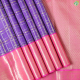 Purple Blue With Silver Zari Checked And Gold Zari Rangoli Designed Checks And Rose Pink With Gold Zari Diamond Butta And Rangoli Design Border Traditional Silk Saree