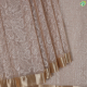 Beige With Sandel Colour Floral Embroidered Gold Zari Stripes Organza Design And Gold Zari Plain Edge Border Fancy Cotton Saree