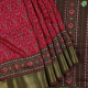 Egg Pink With Ikkat Pochampalli Printed Design And Green With Gold Zari Border Fancy Saree