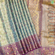 Eliche Green With Gold Zari And Silk Thread Contrast Pink Pythonic Meena Work Border Exclusive Bridal Tissue Silk Saree