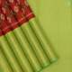 Brick Red With Sage Green Colour Ikkat Motifs Traditional Silks Saree 