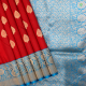 Chilly Red With Sky Blue Colour Small Thilagam Butta Motifs Pure Banarasi Silks Saree 