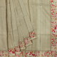 Beige Colour Small Mirror Work With Big Flower Jamdhani Thread Work Fancy Border Pure Tussar Silks Saree 