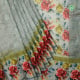 Silver Grey Colour With Thread Floral Embroidered With Self Colour Multi Colour Flower Print Border Fancy Cotton Saree