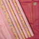 Onion Pink Colour With Ikkat Design And Silver Copper And Silk Thread Stripes Without Border Trendy Designer Silk Saree
