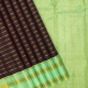 Chocolate Brown With Gold And Silver Zari Self Designed Velthari Lines And Rexona Green With Gold Zari Peacock Two Lines Gap Border Traditional Silk Saree 