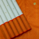 Half White With Small Silver And Gold Zari Butta Motifs With Orange Colour With Gold Zari Fancy Butta Motifs Border Pure Traditional Silk Saree  