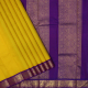 Mango Yellow With Gold Zari Vaira Oosi Stripes Lines Design And Purple Pink With Gold Zari Yaali And Peacock Butta Motifs Border Traditional Silk Saree