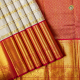Wood Beige Colour Gold Zari Peacock And Rudraksham Motifs Golden Floral Lines And Silver Lines Weaved Rani Red Gold Zari Peacock Motifs Border Exclusive Wedding Silk Saree