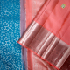 Emerald green Colour With Silver Zari Stars Design And Peach With Silver Zari Cross lines And Small Butta Motifs Border Pure Trendy Design Silk Saree 