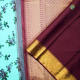 Rexona Green Colour With Rose Flower With Leafs Digital Printed Marron Red With Gold Zari Border Pure Digital printed Silk Saree 
