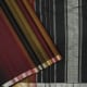 Beetroot Maroon With Black Stripes And Mustard Green Weaved Design And Self With Silver Zari Weaved Edge Border Trendy Designer Silk Saree
