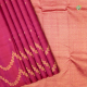 Rani Pink With Gold Zari Small Thilagam Butta Motifs Design And Gold Zari Fancy Floral Thoranam One Side Mayikan Border Trendy Designer Silk Saree