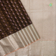 Hickory brown With Copper Gold Zari And Lavender Silk Thread Flower And Creeper Design And Peach With Silver Zari Small Leaves Design Border Exclusive Bridal Silk Saree