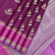 Purple With Gold And Silver Zari Flower With Double Leaf Design Contrast Pink With Rettapet Border Raw Mango Inspired Pure Dupion Saree