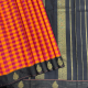 Honey orange with Rose Pink Checked Full Body Design And Elephant Black With Gold Zari Self Designed Mango Butta And Zari lines Edge Border Trendy Designer Silk Saree