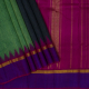 Grape Grey With Leaf Green Half And Half Partly Pallu Design And Purple With Gold Zari Line And Pink Edge Temple Border Linen Silk Saree 