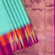 Rexona Green Silver And Gold Zari Checks Design And Multi Colour And Silver Gold Zari Triangle Design Temple Border Traditional Silk Saree