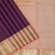 Purple Blue Cream Colour Silk Thread Small Checked Window Panel And Peach Pink With Silver And Gold Zari Kandapiranda Butta Design Border Traditional Silk Saree 