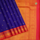 Royal Blue With Gold Zari Small Designed Diamond Butta Motifs And Pinkish Orange With Gold Zari And Silk Thread Lines Peacock Border Traditional Silk Saree