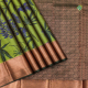 Jungle Green With Multi Colour Floral Digital Printed Design And Deep Jungle Green With Copper Zari Border Digital Print Saree