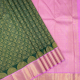 Bottle Green With Gold Zari Full Body Flower With Creeper Design And Light Pink With Two Lines Mid Bavanji Border Grand Bridal Silk Saree