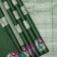 Army Green With Silver Zari Peacock Butta Motifs And Self Colour With Silver Zari Circle And Silk Thread Fancy Bird Design Border Trendy Designer Silk Saree