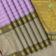 Lavender Colour With Gold Zari Velthari Lines With Beige Colour With Gold Zari Small Diamond And Silk Thread Gap Border Traditional Silk Saree