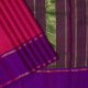 Rani Pink With Brick Orange Small Checked And yellow Colour Silk Thread Stripes Design And Plain Purple With Gold Zari Two Lines Gap Border Traditional Silk Saree