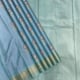 Sky Blue With Lavender Micro Lines Gold Zari With Lavender Silk Thread Sunflower with Leaves Butta Design Self Colour With Gold Zari Edge Border Traditional Silk Saree