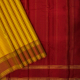 Mango Yellow With Maroon Silk Thread Small Checked Window Panel Design And Magenta Red With Gold Zari Gap Border Traditional Silk Saree